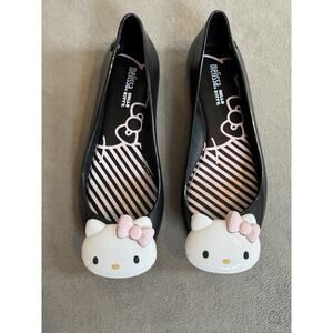 Melissa Hello Kitty Flats Black Patent Shoes Sanrio Space Love Women US 7 Rare